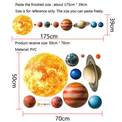 Solar System Baby Nursery Wall Sticker Size