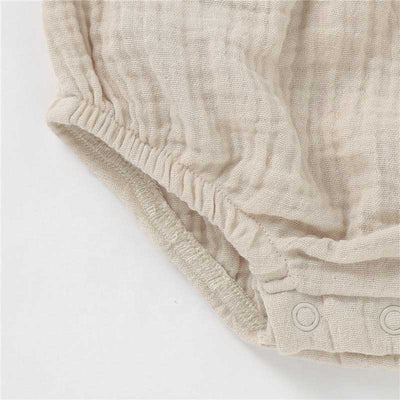 Soul Sleeveless Baby Romper with Pockets Organic Cotton - Beige Closeup