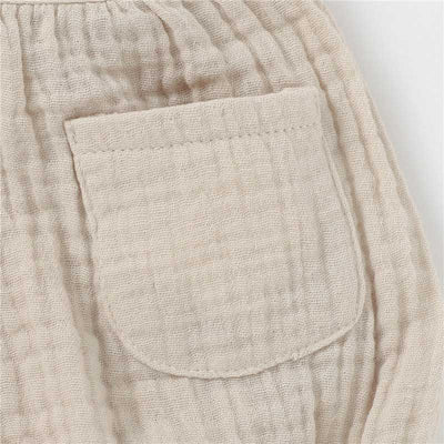 Soul Sleeveless Baby Romper with Pockets Organic Cotton - Beige pocket closeup