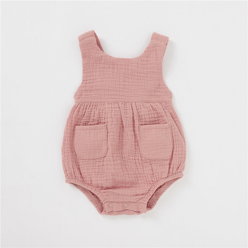Soul Sleeveless Baby Romper with Pockets Organic Cotton - Dusty Rose