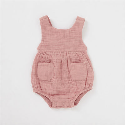 Soul Sleeveless Baby Romper with Pockets Organic Cotton - Dusty Rose