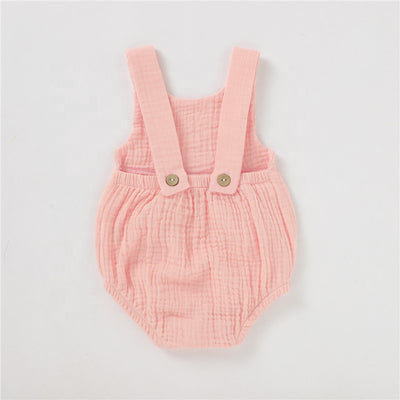Soul Sleeveless Baby Romper with Pockets Organic Cotton - Pink Backside