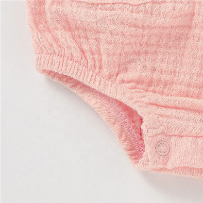 Soul Sleeveless Baby Romper with Pockets Organic Cotton - Pink Closeup 1