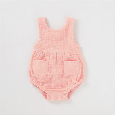 Soul Sleeveless Baby Romper with Pockets Organic Cotton - Pink