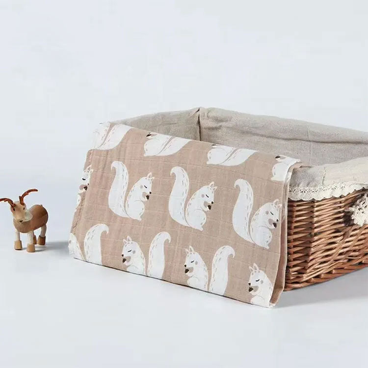 Squirrel Baby Swaddle Wrap - Bamboo & Cotton