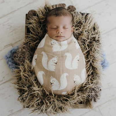 Squirrel Baby Swaddle Wrap - Bamboo & Cotton Material