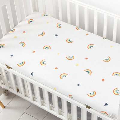 Stars & Rainbow Fitted Cot Sheet - Front 2