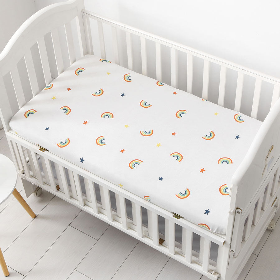 Stars & Rainbow Fitted Cot Sheet - Front