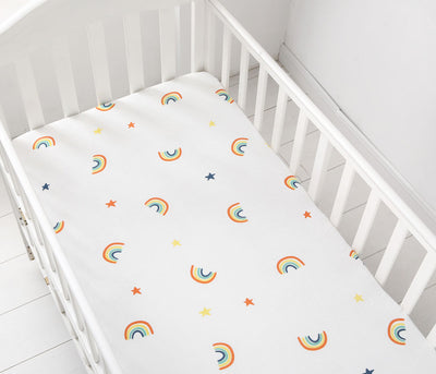 Stars & Rainbow Fitted Cot Sheet - Side