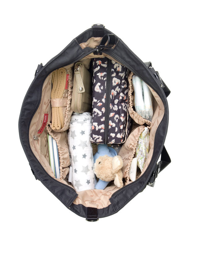 Storksak Cleo Black and Mini Fix Nappy Bag
