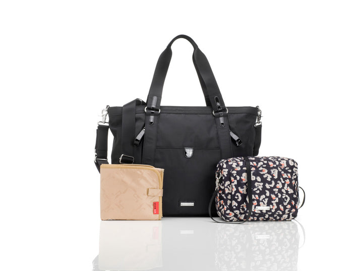 Storksak Cleo Black and Mini Fix Nappy Bag