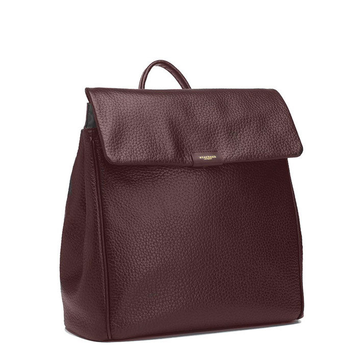 Storksak St James Leather Backpack Nappy Bag Black Oxblood