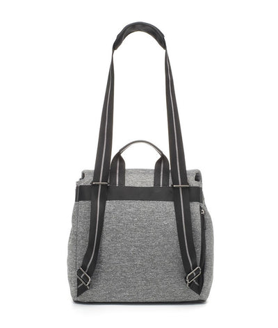 Storksak St James Scuba Grey Marl Backpack Nappy Bag backside with handle
