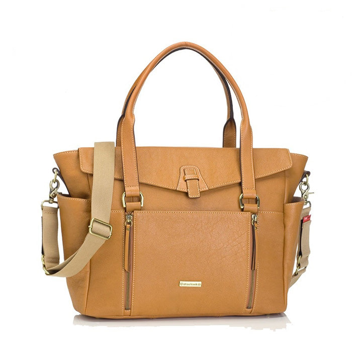 Storksak Emma Leather Tan Nappy Bag