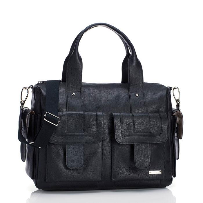 Storksak Sofia Leather Black Nappy Bag