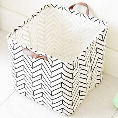 Stripes Square Collapsible Canvas Toy Storage Box Front