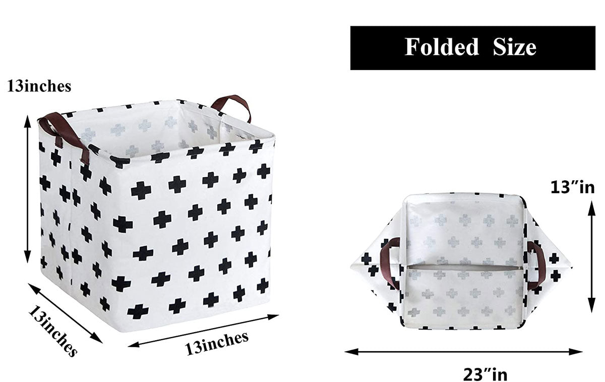 Swiss Cross Square Collapsible Canvas Toy Storage Box Size