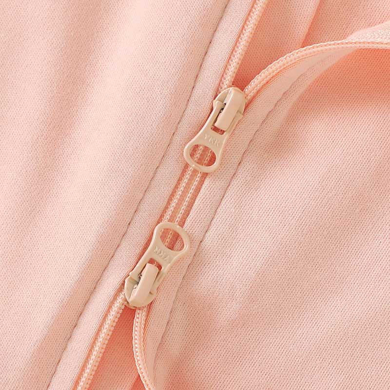 Tatum Long Sleeve Zip Romper Organic Cotton (Two way zipper) - Pink close up