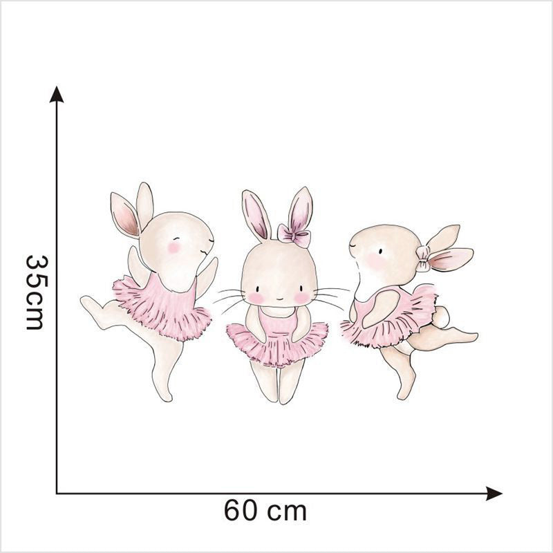 Three Cute Bunnies Nursery Wall Sticker Size