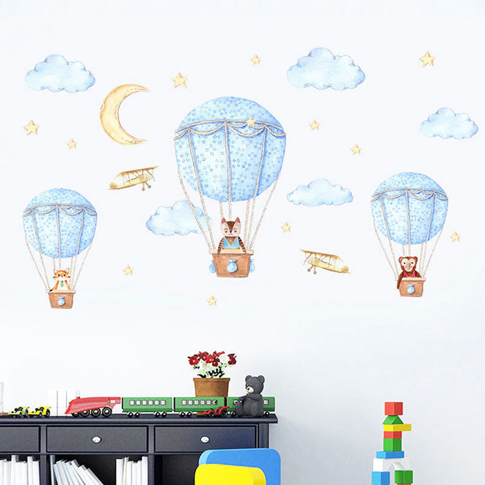 Three Friends Air Balloon Baby Nursery Wall Sticker 2