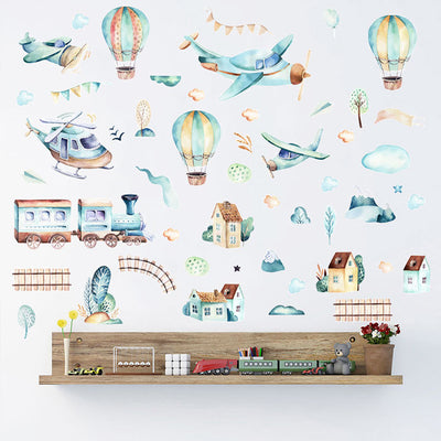 Town, Planes & Balloons Baby Nursery & Kids Room Wall Sticker