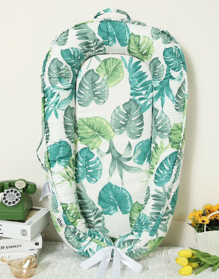 Tropical Leaves Newborn Baby Nest Lounger & Cocoon Front 2