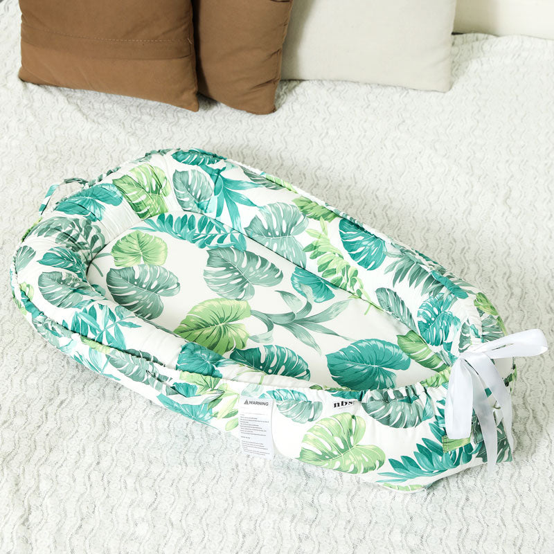 Tropical Leaves Newborn Baby Nest Lounger & Cocoon Side view 4