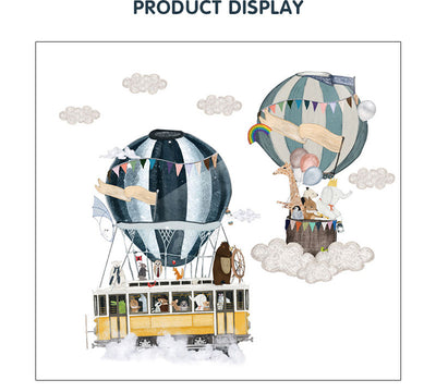 Twin Hot Air Ballons Wall Sticker display size