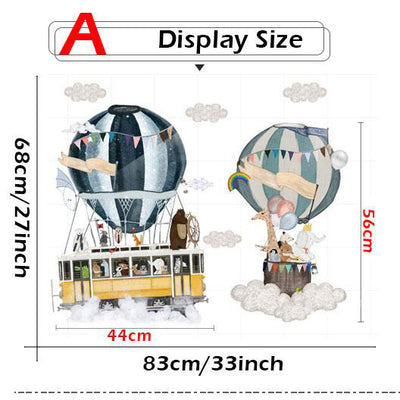 Twin Hot Air Ballons Wall Sticker size