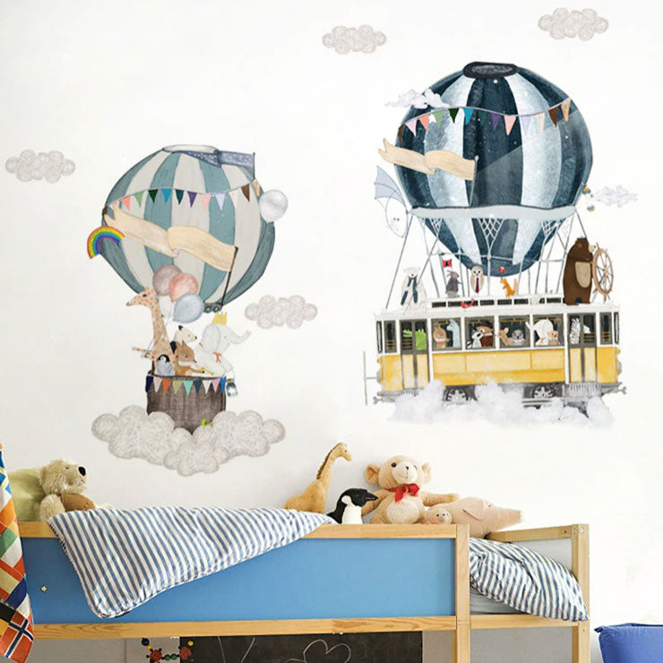 Twin Hot Air Ballons baby nursery  Wall Sticker