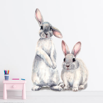 Two Bunnies Baby Nursery Wall Sticker in Playroom
