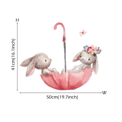 Umbrella Bunnies Baby Nursery Wall Sticker Size