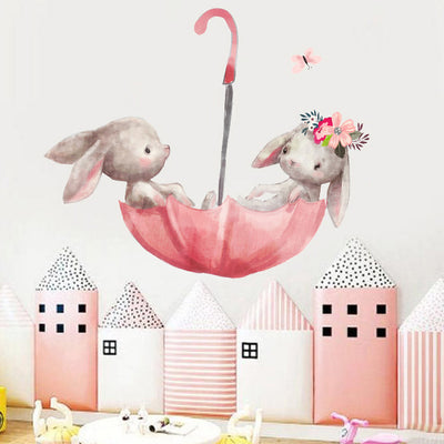 Umbrella Bunnies Baby Nursery Wall Sticker