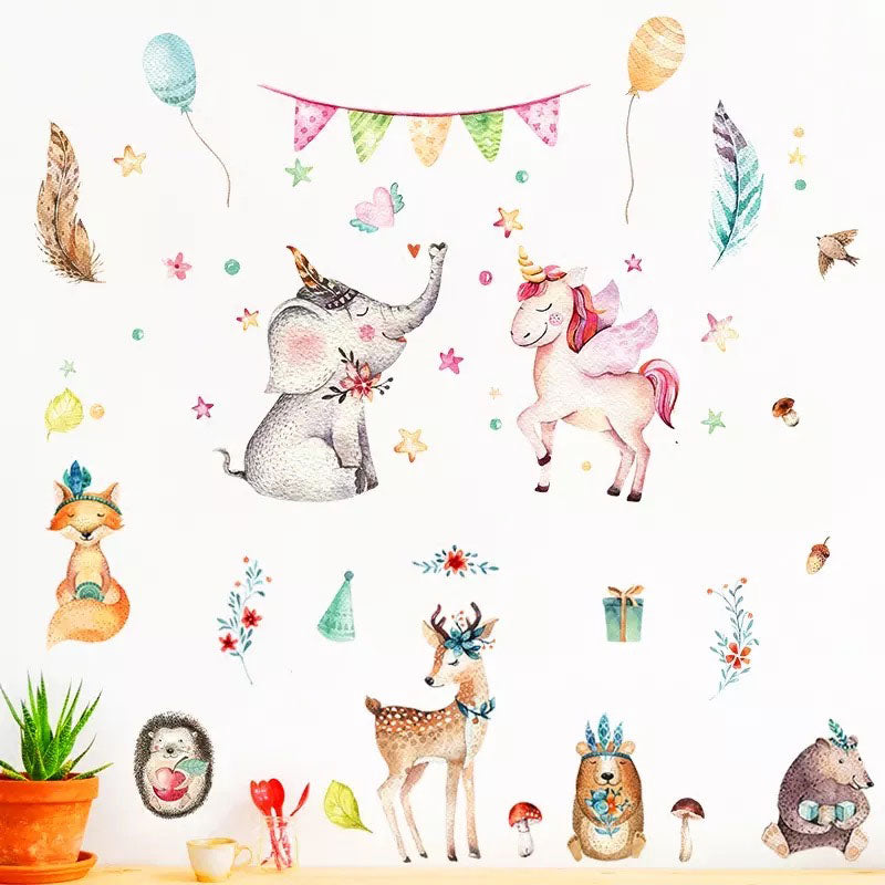 Unicorn Friends Baby Nursery Wall Sticker Front