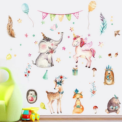 Unicorn & Elephant Friends Baby Nursery Wall Sticker