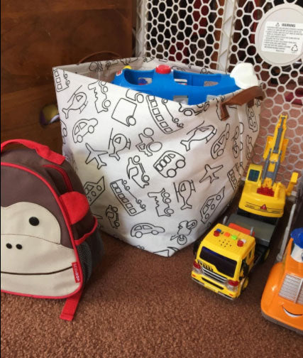 Vehicle Square Canvas Toy Storage Box with toys