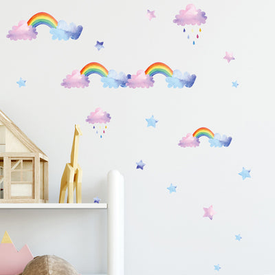 Watercolor Cloud Rainbow Baby Nursery Wall Sticker