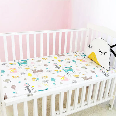 Woodland Animals Fitted Cotton Baby Cot Sheet
