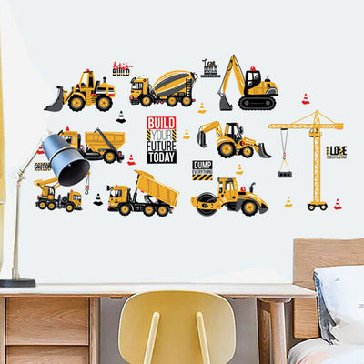 Yellow Construction Vehicles Wall Sticker
