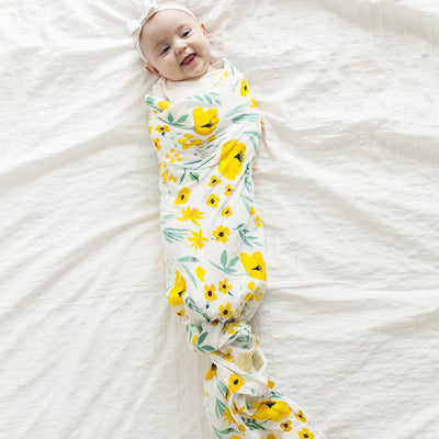 Yellow Flowers Baby Swaddle Wrap 120-120 cm