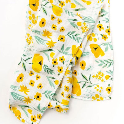 Yellow Flowers Baby Swaddle Wrap 120-120 cm full