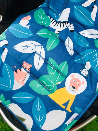 Zoo Animals Reversible Pram Liner Closeup
