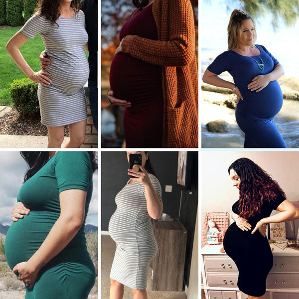 Ariah - Red Short Sleeves Maternity Dress