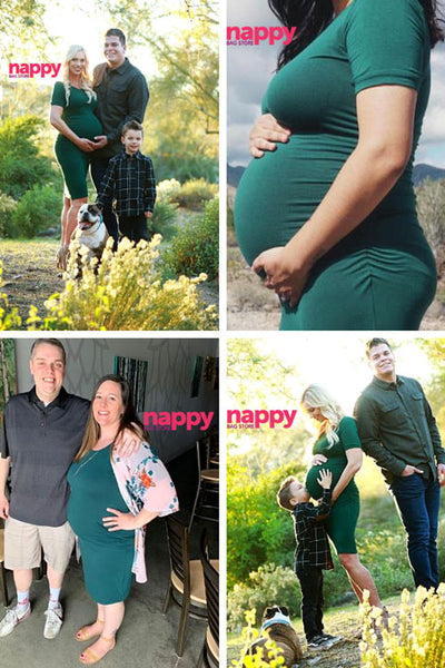 Ariah - Green Short Sleeves Maternity Dress