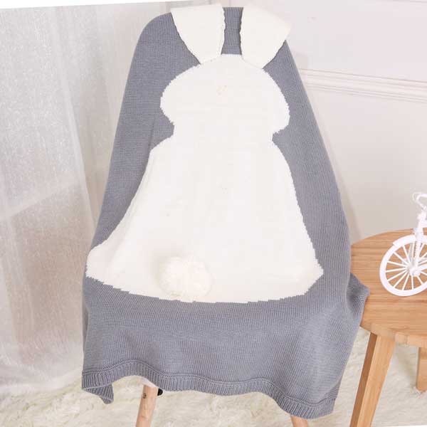 Long Ear Bunny Blanket - Grey