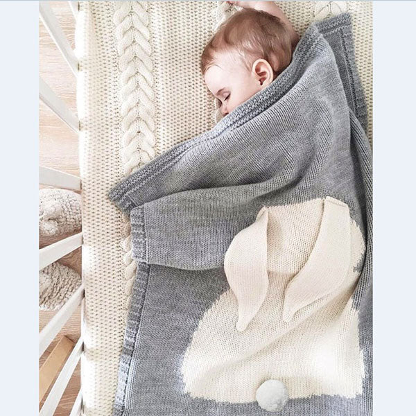 Long Ear Bunny Blanket - Grey
