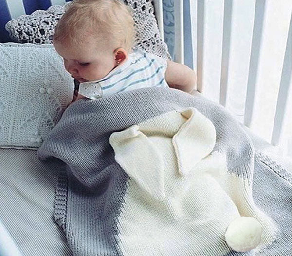 Long Ear Bunny Blanket - Grey