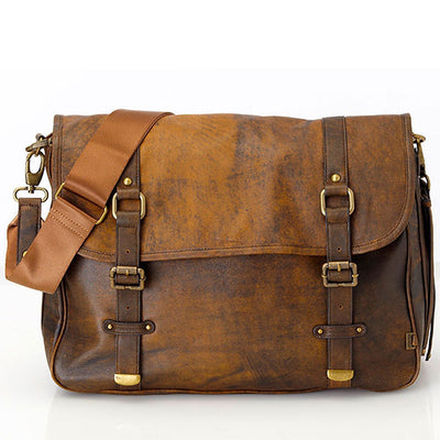 Jungle Leather Satchel with Decorative Buckles - Oi Oi