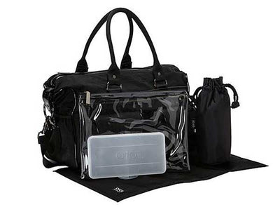 OIOI Black Wash Nylon Carry all Nappy Bag