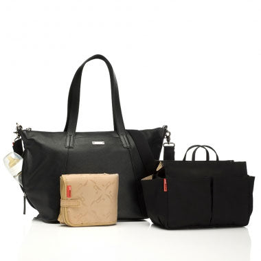 Storksak Noa Leather Changing Bag Black